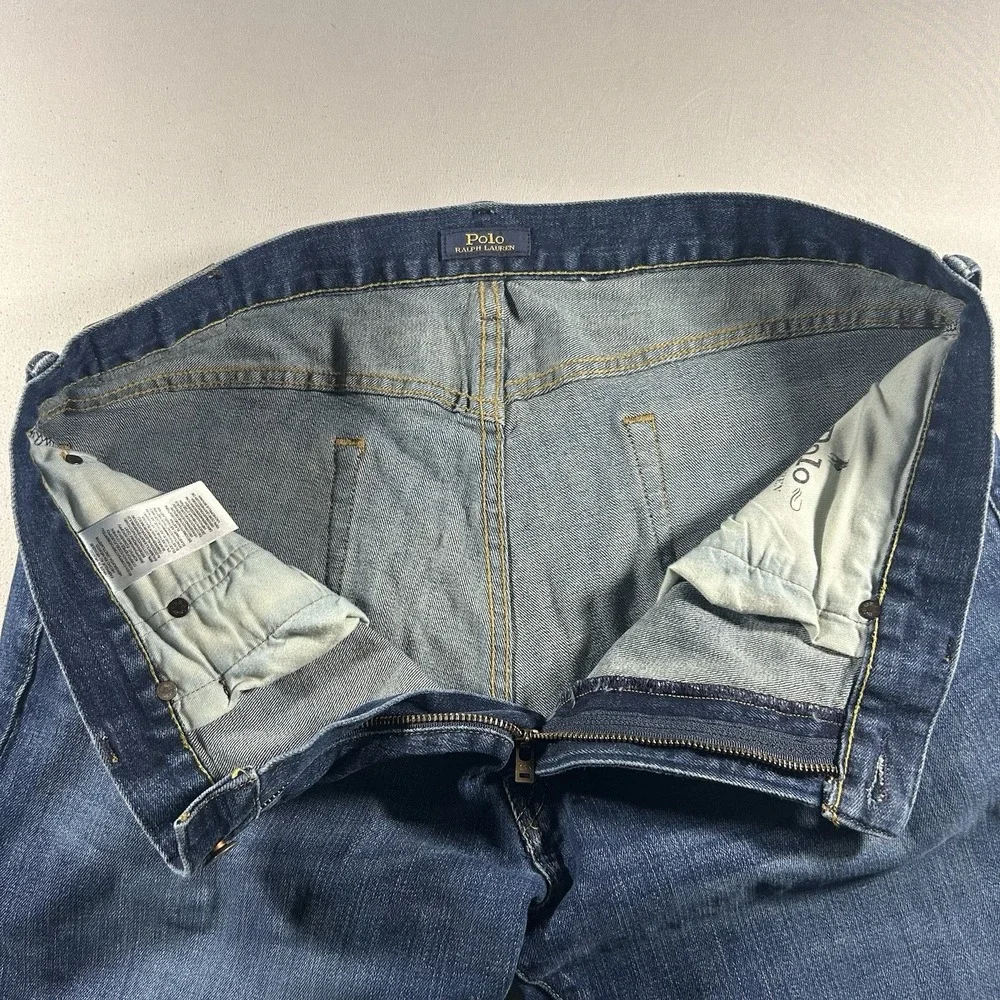 Mens Polo Ralph Lauren Varick Slim Straight Jeans‎ 36x30 Medium Wash Blue Denim
